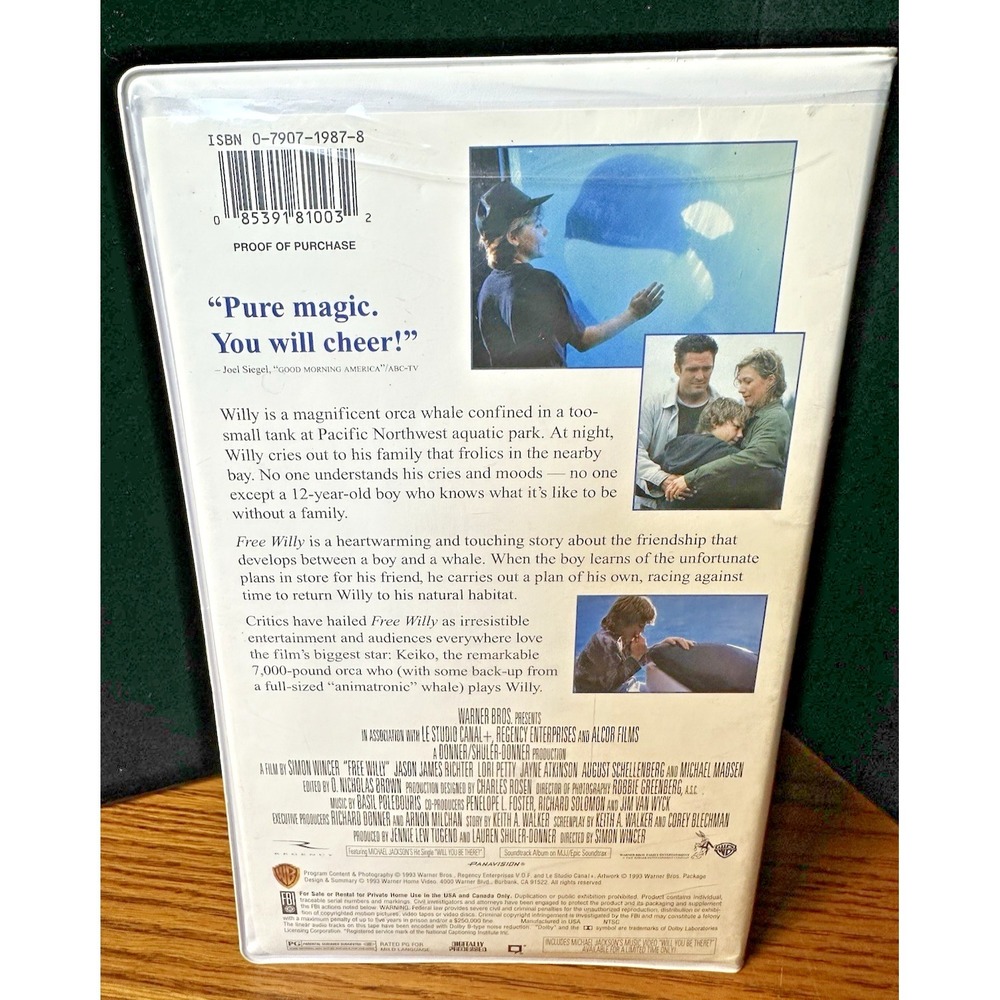 Free Willy 1, 2, & 3 VHS Clamshell VHS Tapes Tested And Work Great! - Picture 3 of 16